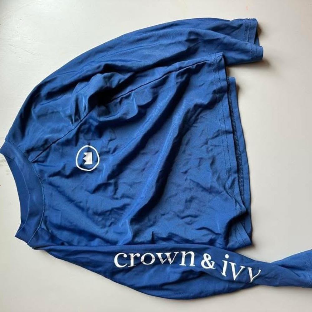 Crown & Ivy Navy Logo Long Sleeve Tee